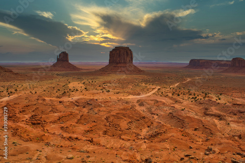Monument valley dramatic landscape. Colorado Plateau on the Arizona Utah border in the United States.