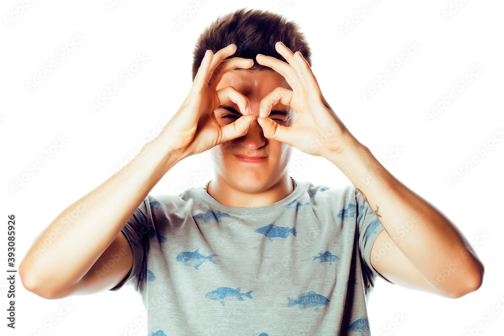 young attractive man isolated thinking emotional on white close up young attractive man isolated thinking emotional on white close up