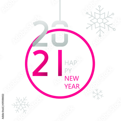 Vector Christmas card.Simple style. Happy New Year 2021.