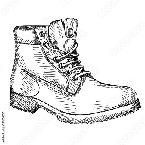 isolated hand drawn sketch winter boots