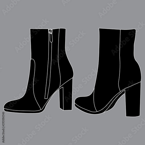 isolated black boot on gray background