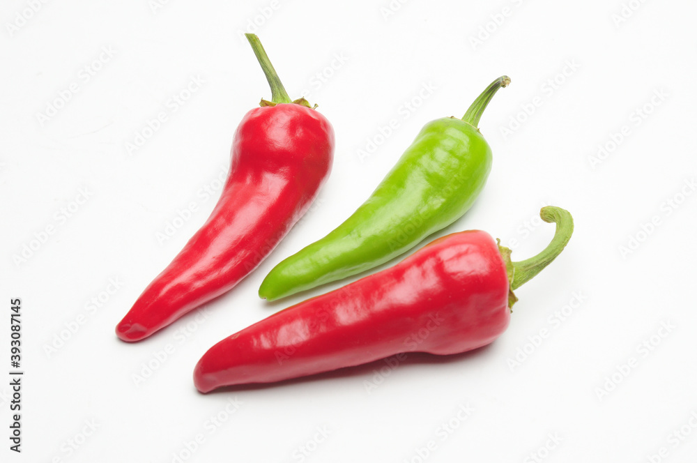 Natural hot pepper on a white background