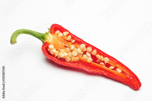 Natural hot pepper on a white background