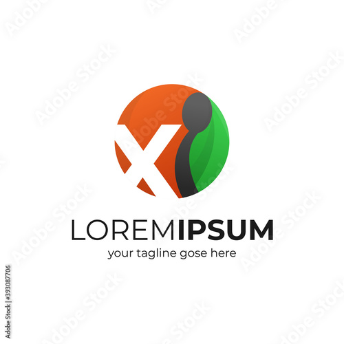creative letter X as restaurant or food logo with spoon and leaf vector