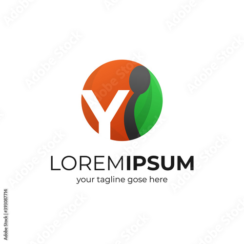 creative letter Y as restaurant or food logo with spoon and leaf vector