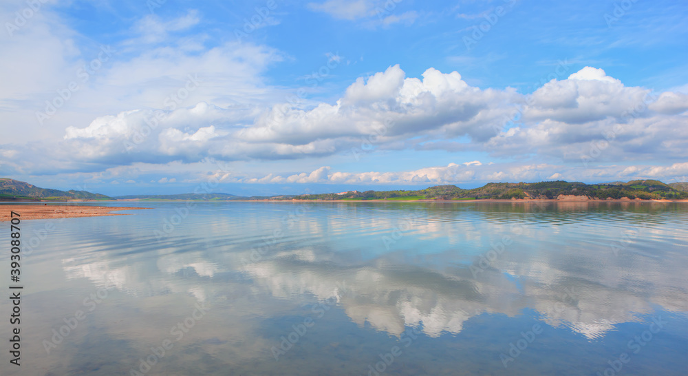 Seyhan Dam lake with reflection on the water - Adana, Turkey