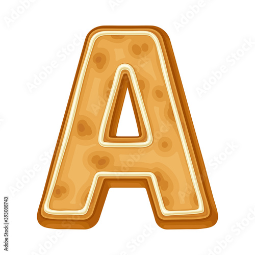 Alphabet Capital Letter A as Freshly Baked Cookie and Christmas Holiday Treat Vector Illustration