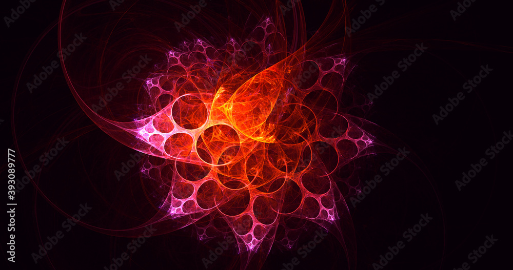 3D rendering abstract multicolor fractal light background