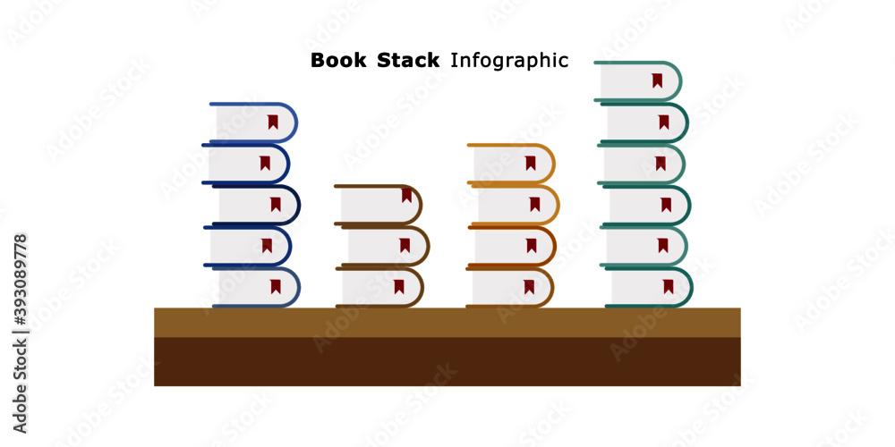 Educational infographic element with book stack concept Educational infographic element with book stack concept