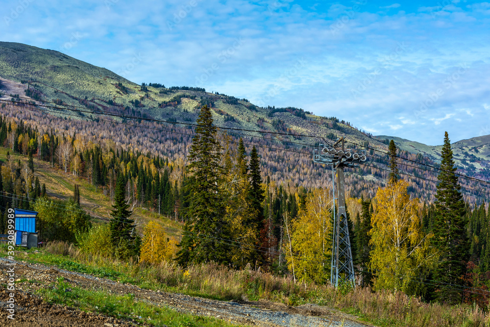 Ski lifts in the ski resort of Sheregesh, Gornaya Shoria