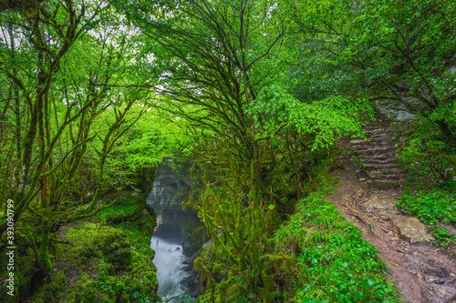 Waterfall in Gachedili canyon, Georgia, wild place photo