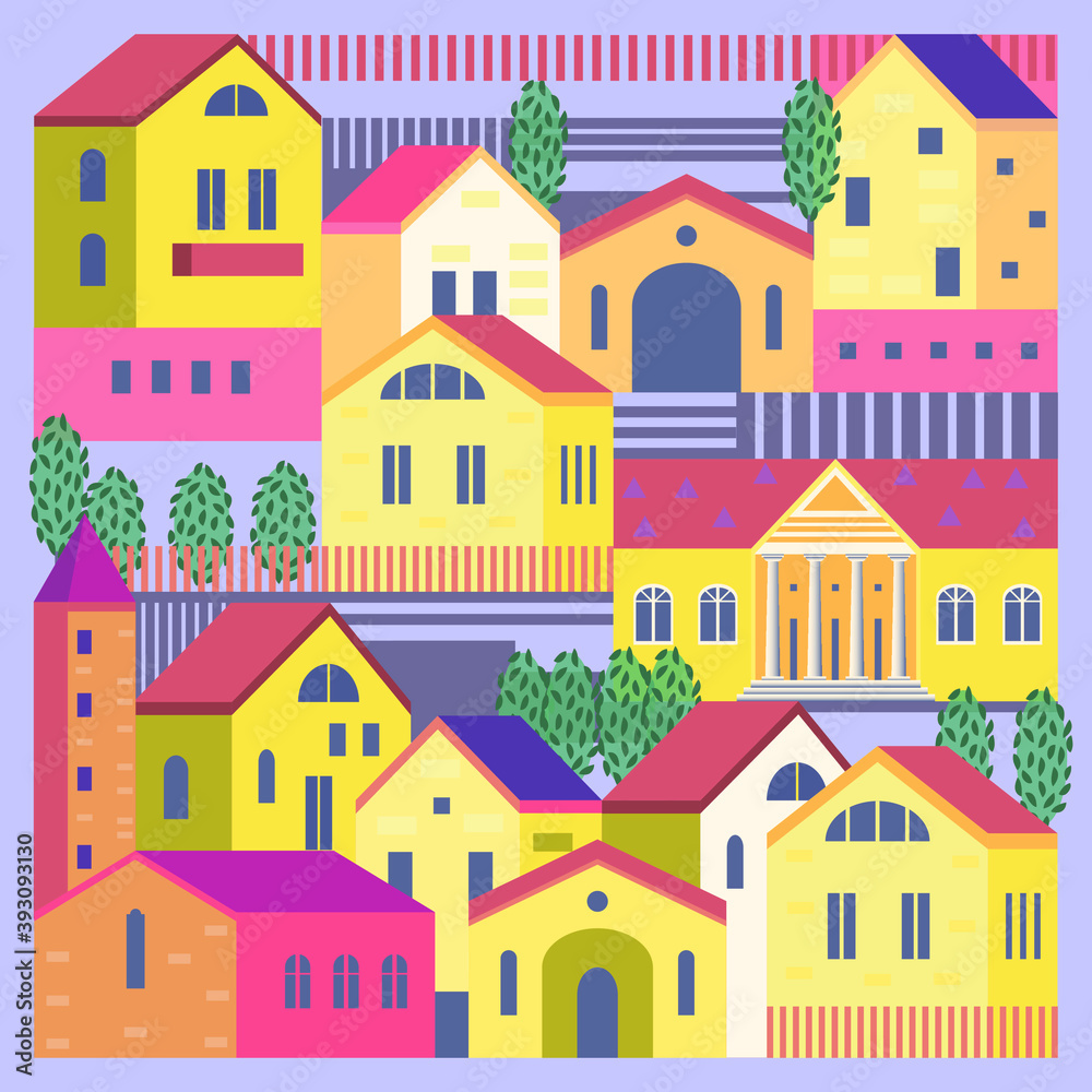 Background with different houses. Cityscape. Background with different houses. Cityscape.