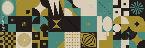 Horizontal Vector Pattern Header Background With Abstract Geometric Shapes And Digital Forms Design
