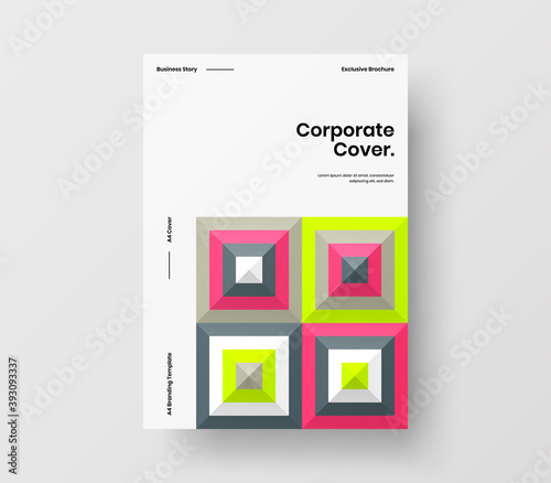 Brochure front page design layout. Vertical corporate identity A4 report cover. Modern abstract geometric vector business presentation illustration template. 