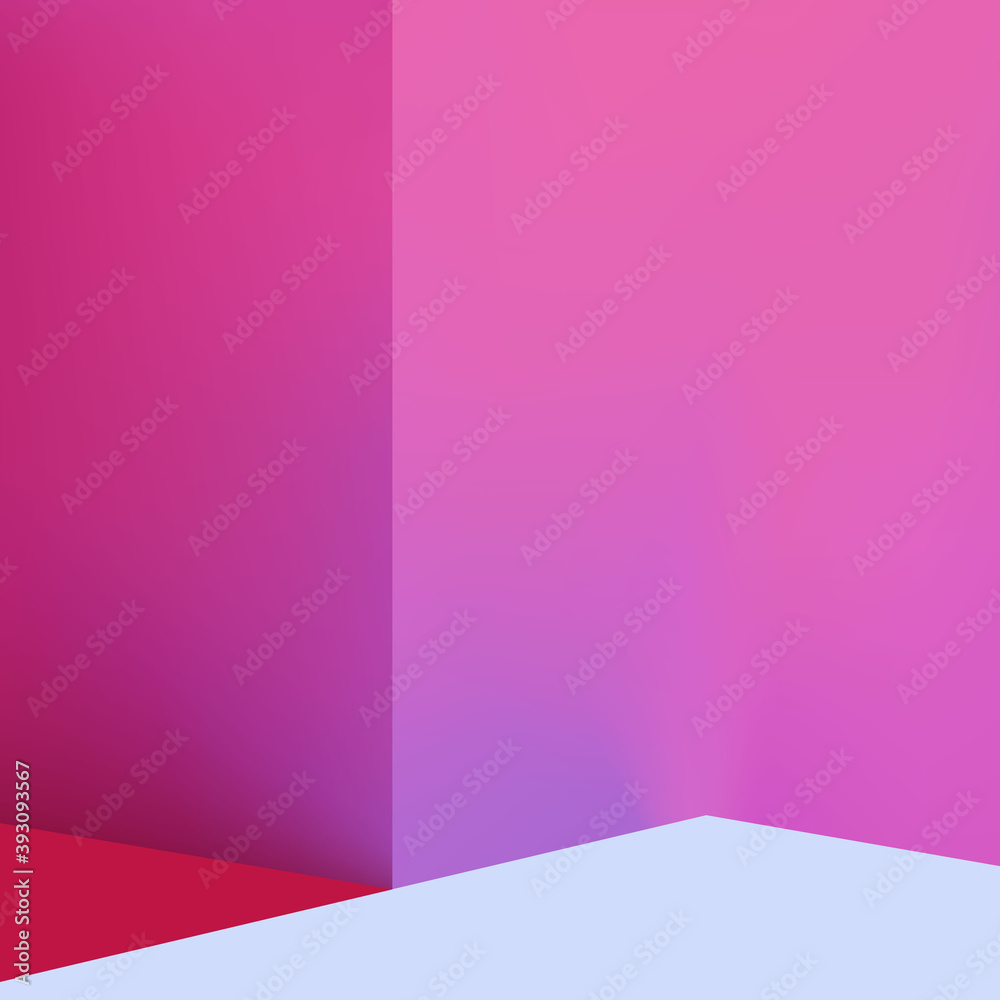 Fototapeta premium 3d realistic trendy red and blue pastel minimalist interior vector background