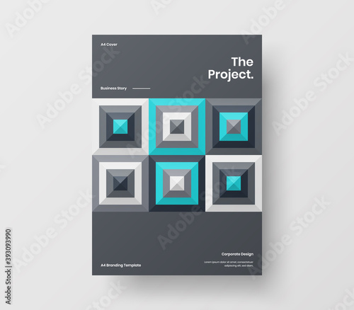 Brochure front page design layout. Vertical corporate identity A4 report cover. Modern abstract geometric vector business presentation illustration template. 