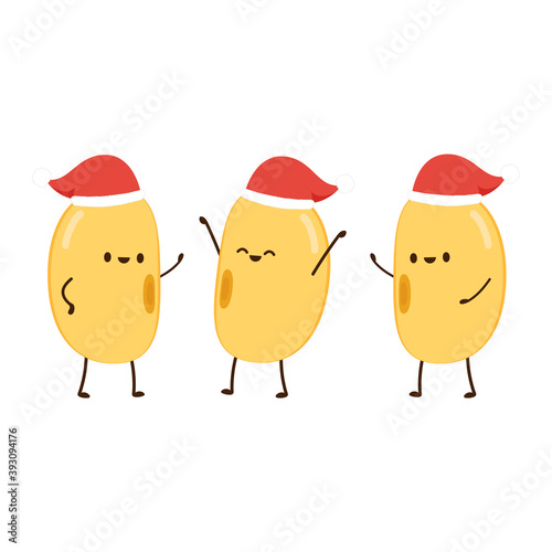 Soybean vector. Soybean character design. Santa hat.