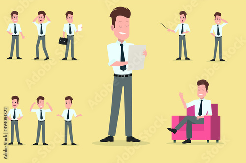 Businessman in different situations. business people set