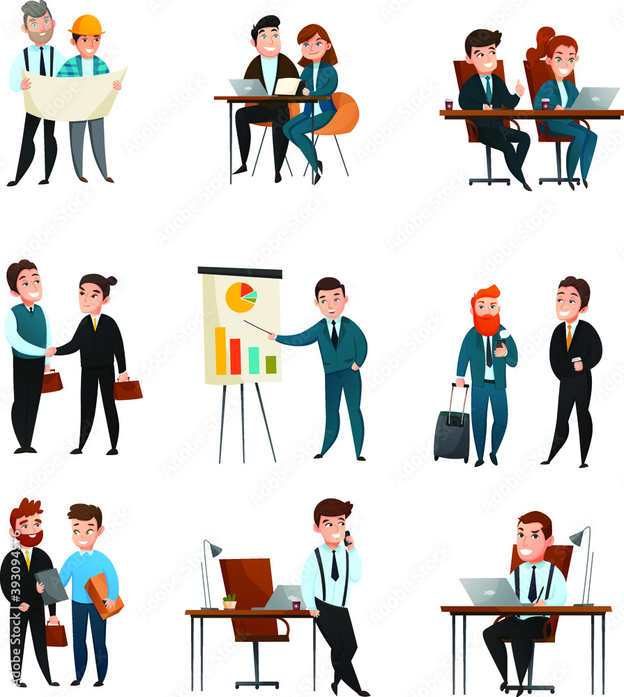 Business people icon set. people in the office