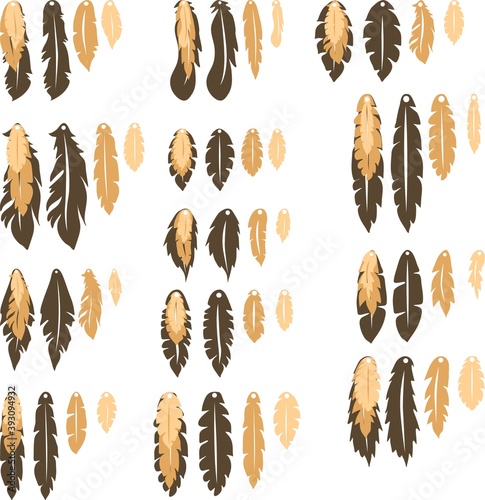 Wallpaper Mural Set of design and decor elements of Feathers earrings