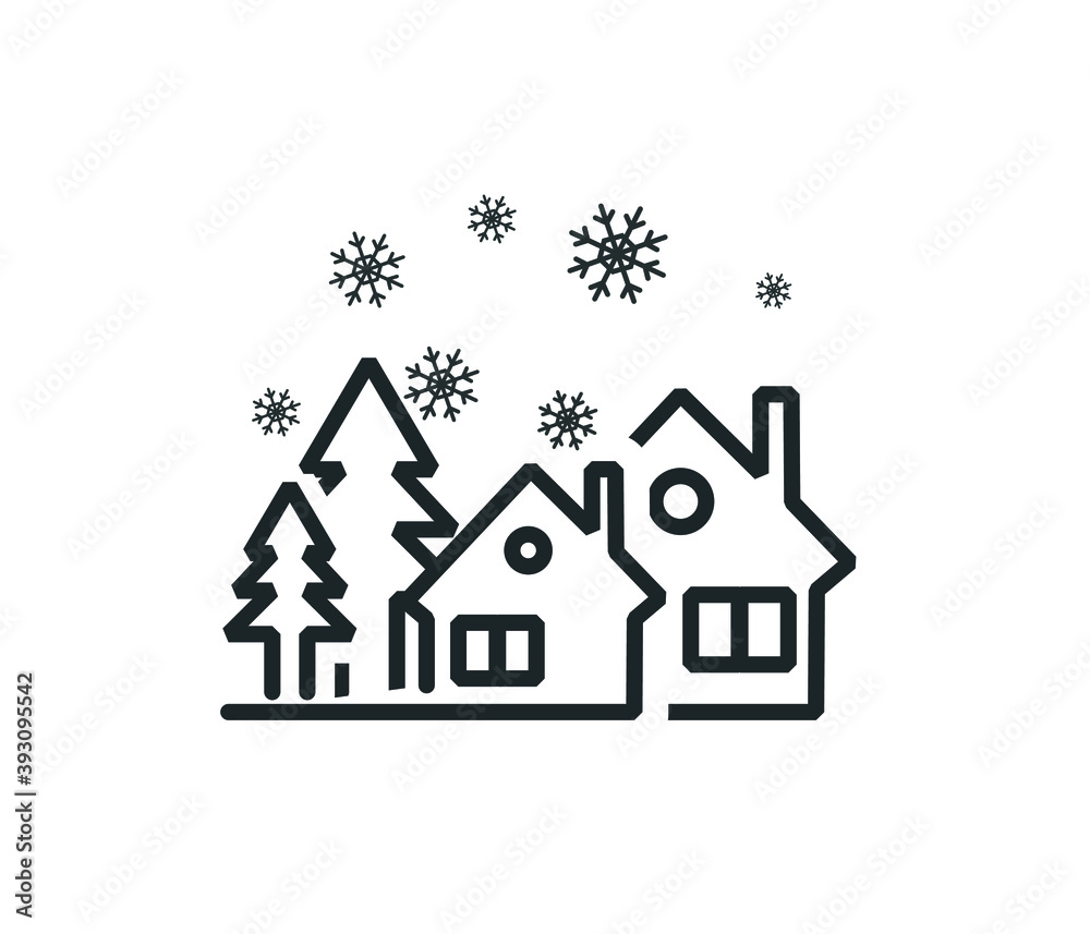 Decorated Christmas house. Merry Christmas and Happy New Year background with vector, illustration.
