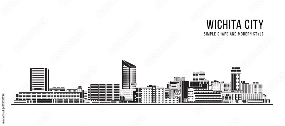 Cityscape Building Abstract Simple shape and modern style art Vector design - Wichita city