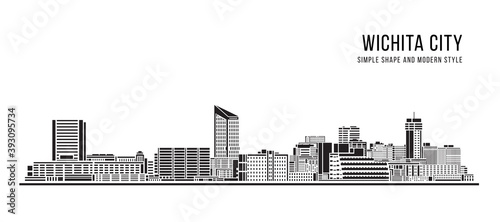 Cityscape Building Abstract Simple shape and modern style art Vector design - Wichita city