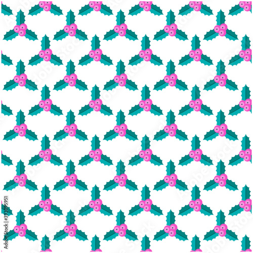 Seamless pattern with Holly berry branch.