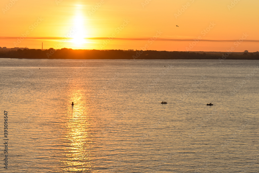bright dawn on the Volga River