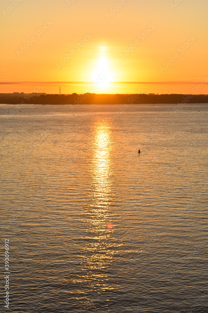 bright dawn on the Volga River