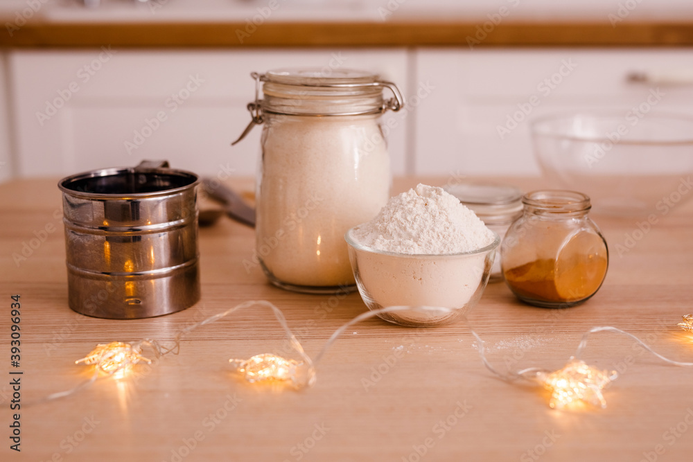 Ingredients for traditional apple pie: apples, eggs, butter, sugar, cinnamon and flour. New Year's Eve concept Ingredients for traditional apple pie: apples, eggs, butter, sugar, cinnamon and flour. New Year's Eve concept