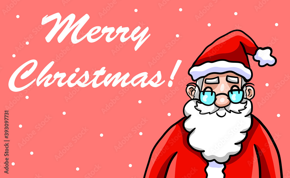 Cartoon Stylized Merry Christmas Card With a Happy Santa Claus Cartoon Stylized Merry Christmas Card With a Happy Santa Claus
