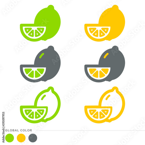 Icônes citron vert et citron jaune	
