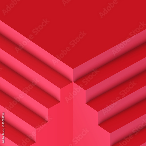 3d realistic trendy red minimalist stairs architecture vector background