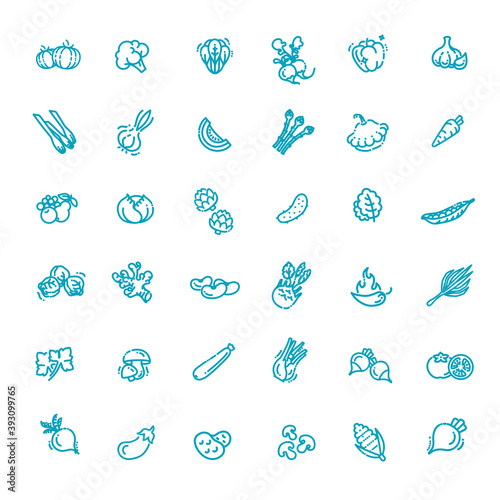 Basic vegetables thin line icon set. Vegetables collection