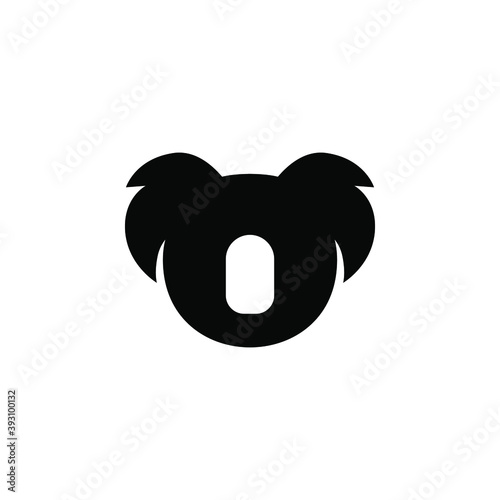 Simple koala head logo template in silhouette concept