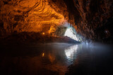 Impressive Melissani cave or lake in Sami, Kefalonia, Greece