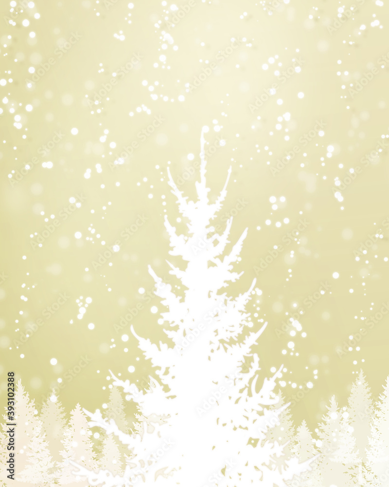 Obraz premium キラキラした雪景色、冬の背景素材（ゴールド）
