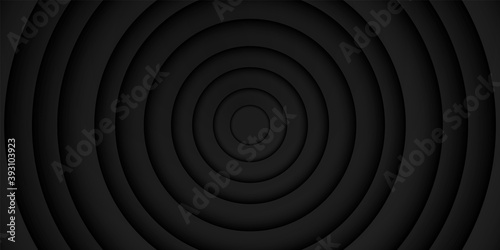 Abstract black frame background, circular overlap layer with, circle shape, dark minimal design with copy space, vector illustration