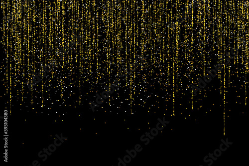 Gold glitter garlands hanging vertical lines.
