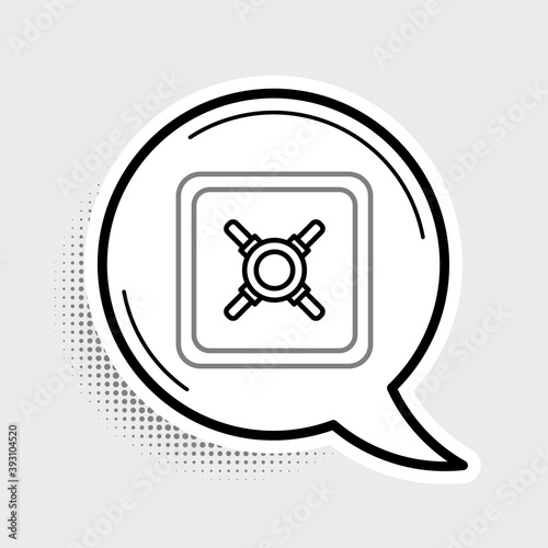 Line Safe icon isolated on grey background. The door safe a bank vault with a combination lock. Reliable Data Protection. Colorful outline concept. Vector.