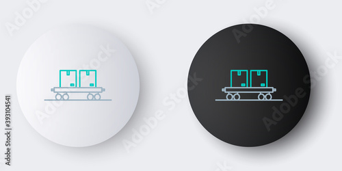 Line Railway carriage icon isolated on grey background. Colorful outline concept. Vector.