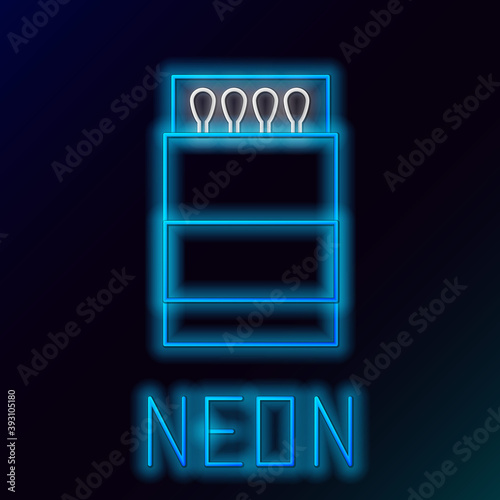 Glowing neon line Open matchbox and matches icon isolated on black background. Colorful outline concept. Vector.