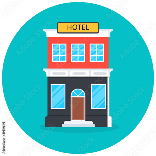 
A luxury building denoting hotel in flat icon
