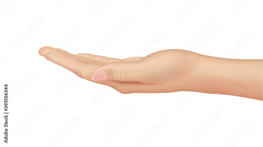 Woman hand on white background, realistic vector illustration Woman hand on white background, realistic vector illustration