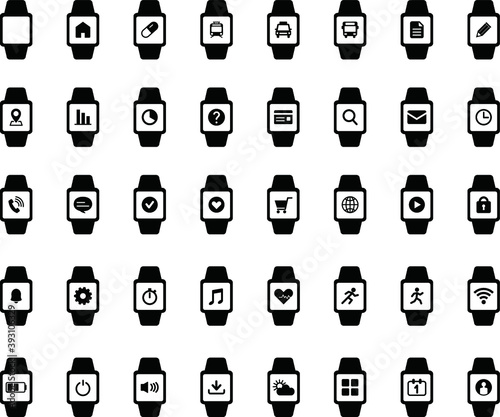 スマートウォッチとアプリのベクターアイコンセット