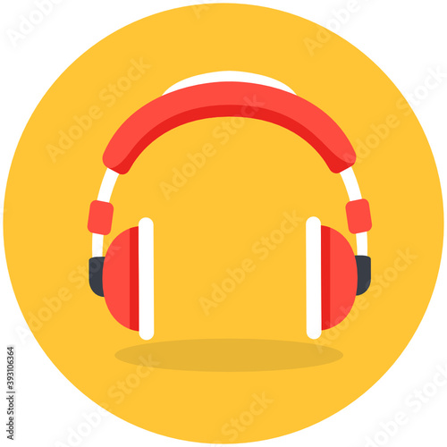 
An audio listening device, flat icon of headphones
