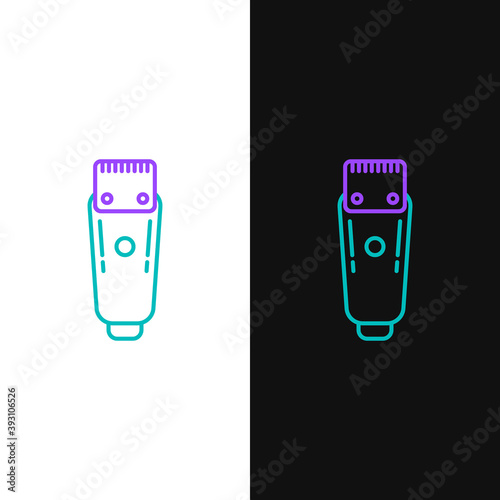 Line Electrical hair clipper or shaver icon isolated on white and black background. Barbershop symbol. Colorful outline concept. Vector.
