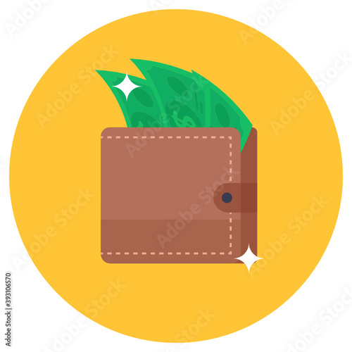 
Wallet icon in flat style, billfold wallet 
