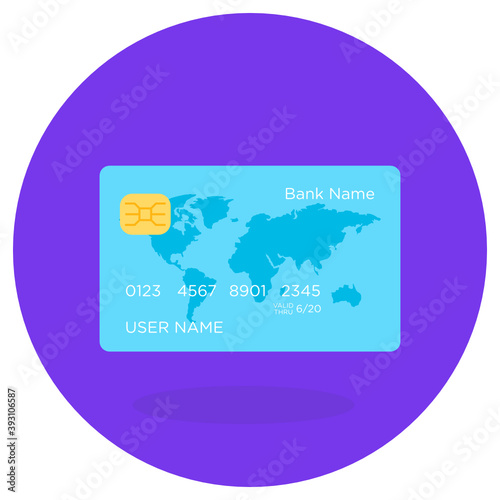 
A smart bank card isolated on purple background
